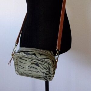 MADEWELL Faux Animal Print Mini Crossbody Bag Green Tiger Stripes
